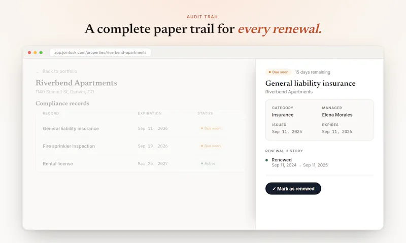 Tusk - Property Compliance Management screenshot 4