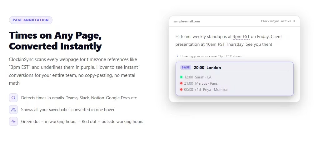 ClockinSync - Smart Timezone Extension gallery image