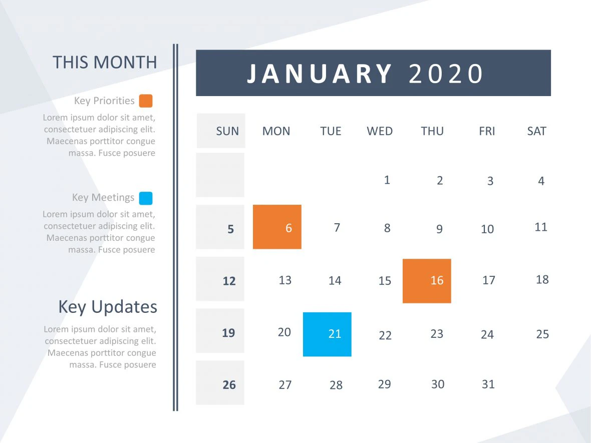 Calendar Planning Templates 2020