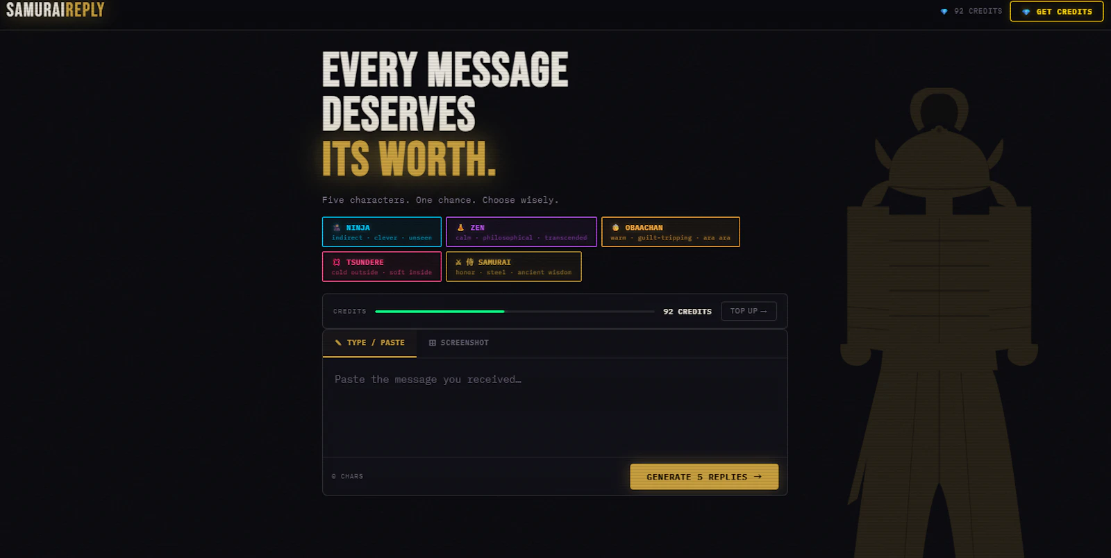 Samurai Reply - Replies you can't write screenshot 1