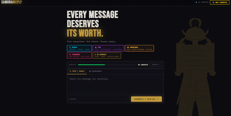 Samurai Reply - Replies you can't write screenshot 1