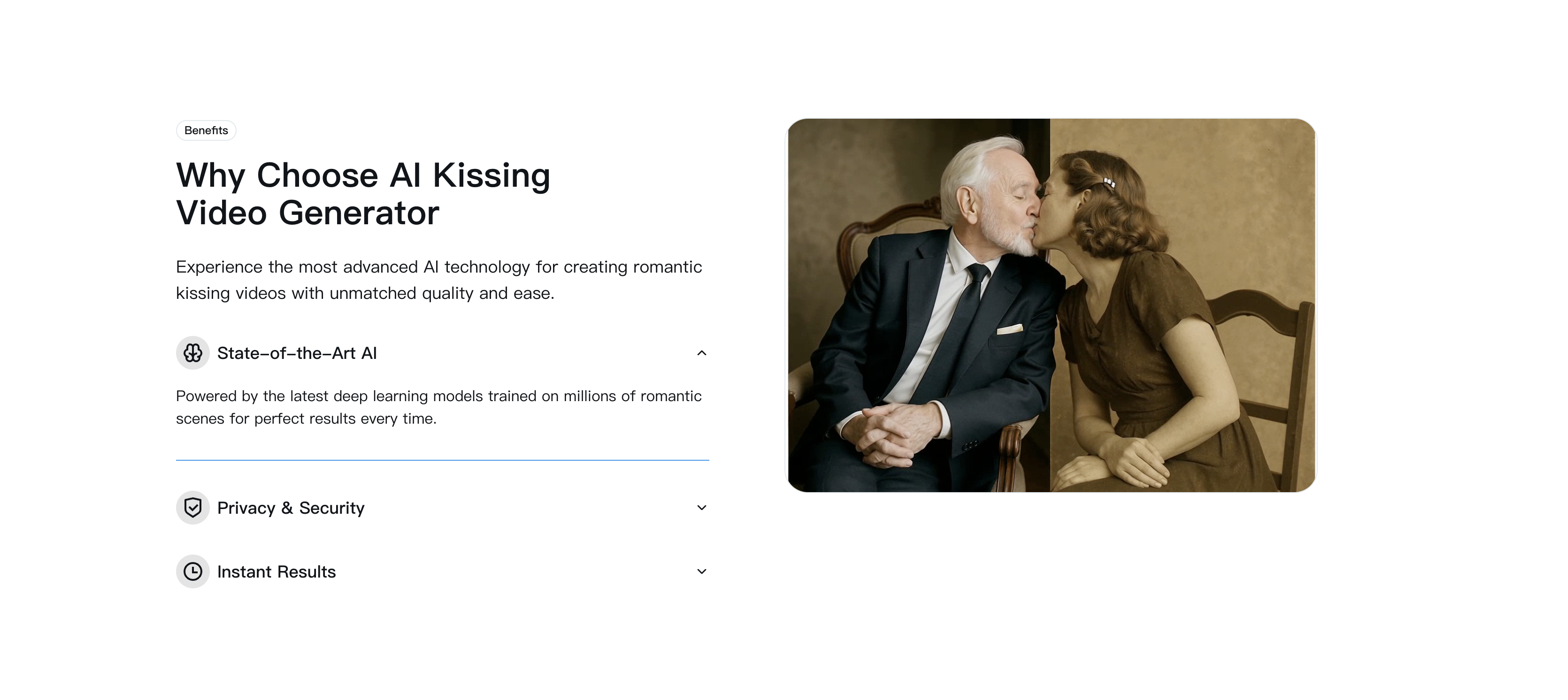 AI kissing video generator gallery image