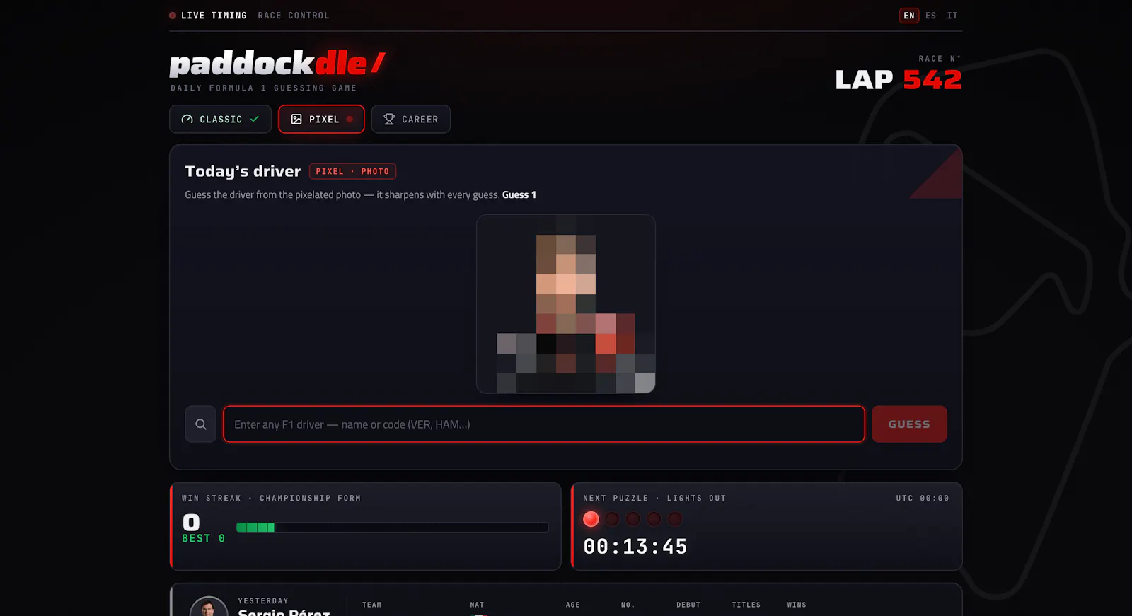Paddockdle — Daily F1 Driver Guessing screenshot 3