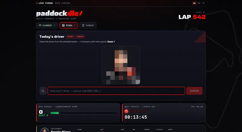 Paddockdle — Daily F1 Driver Guessing screenshot 3