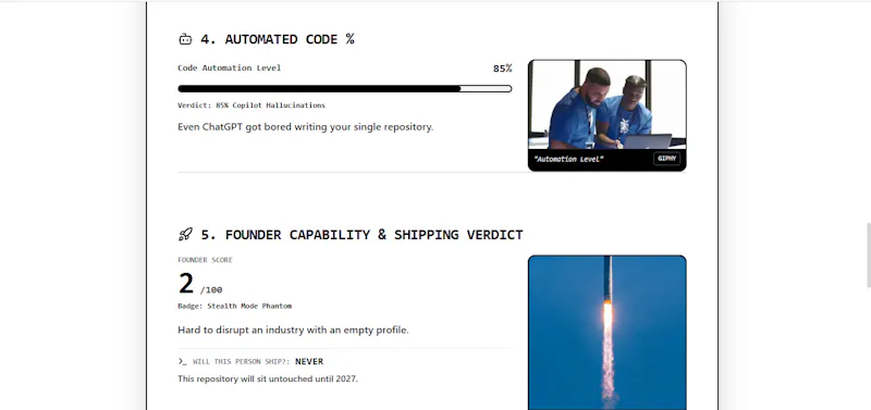 GitHub Roast  screenshot 3
