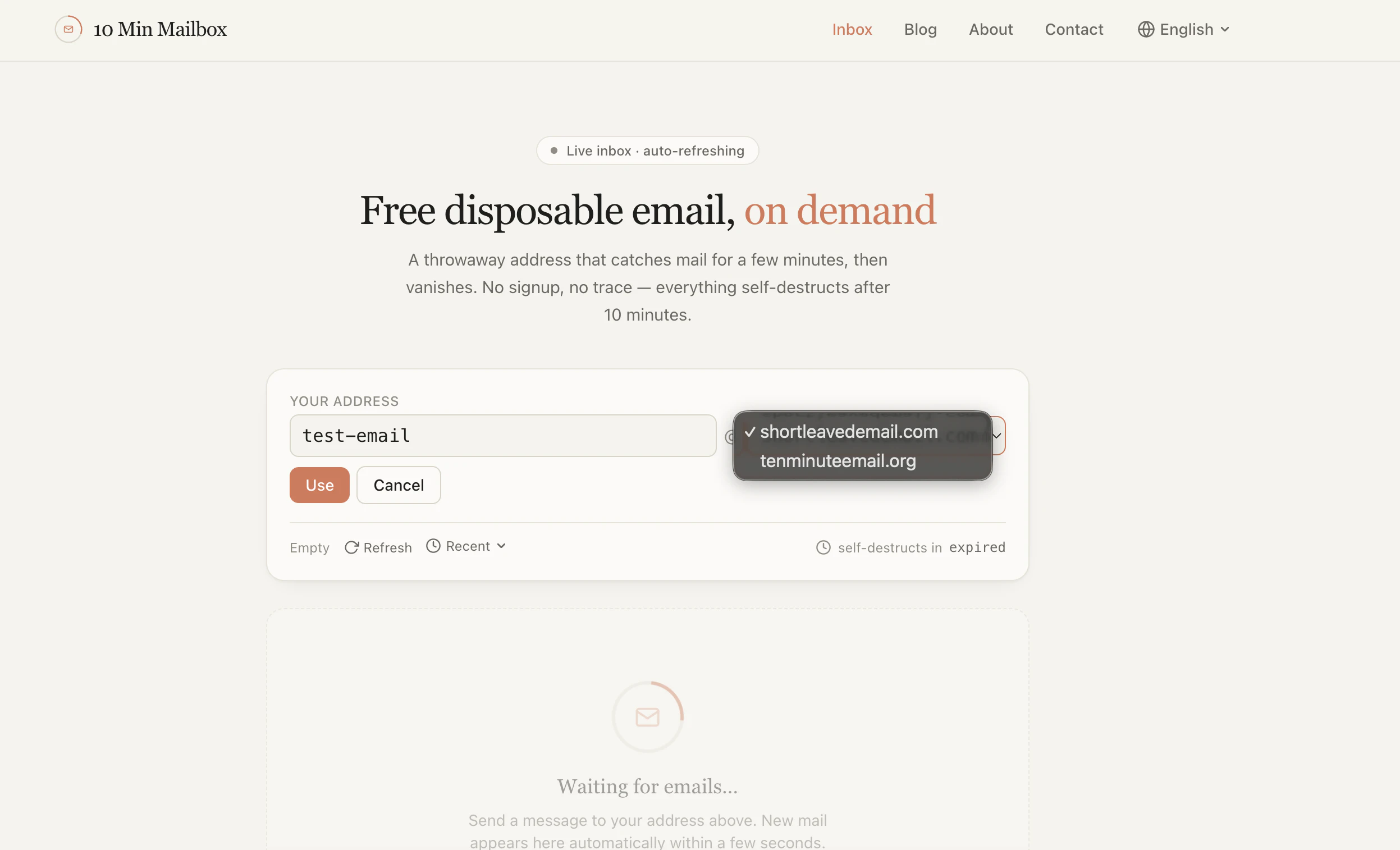 10 Min Mailbox screenshot 2