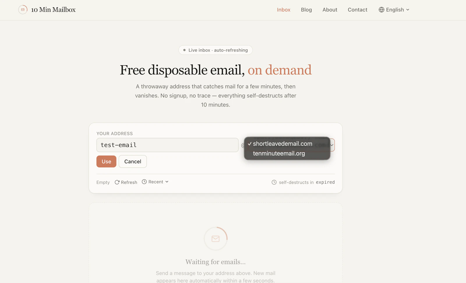 10 Min Mailbox screenshot 2