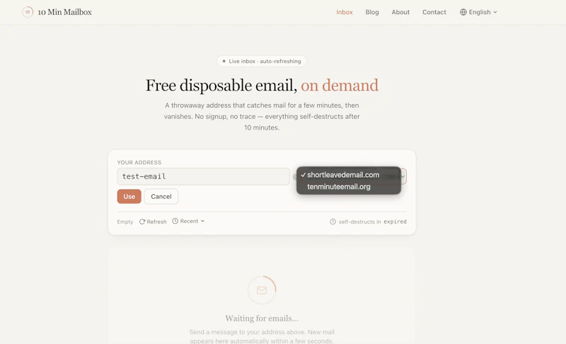 10 Min Mailbox screenshot 2