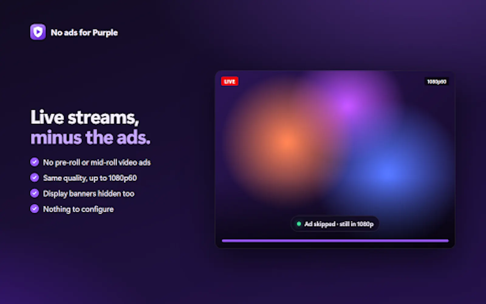 No ads for Purple screenshot 1