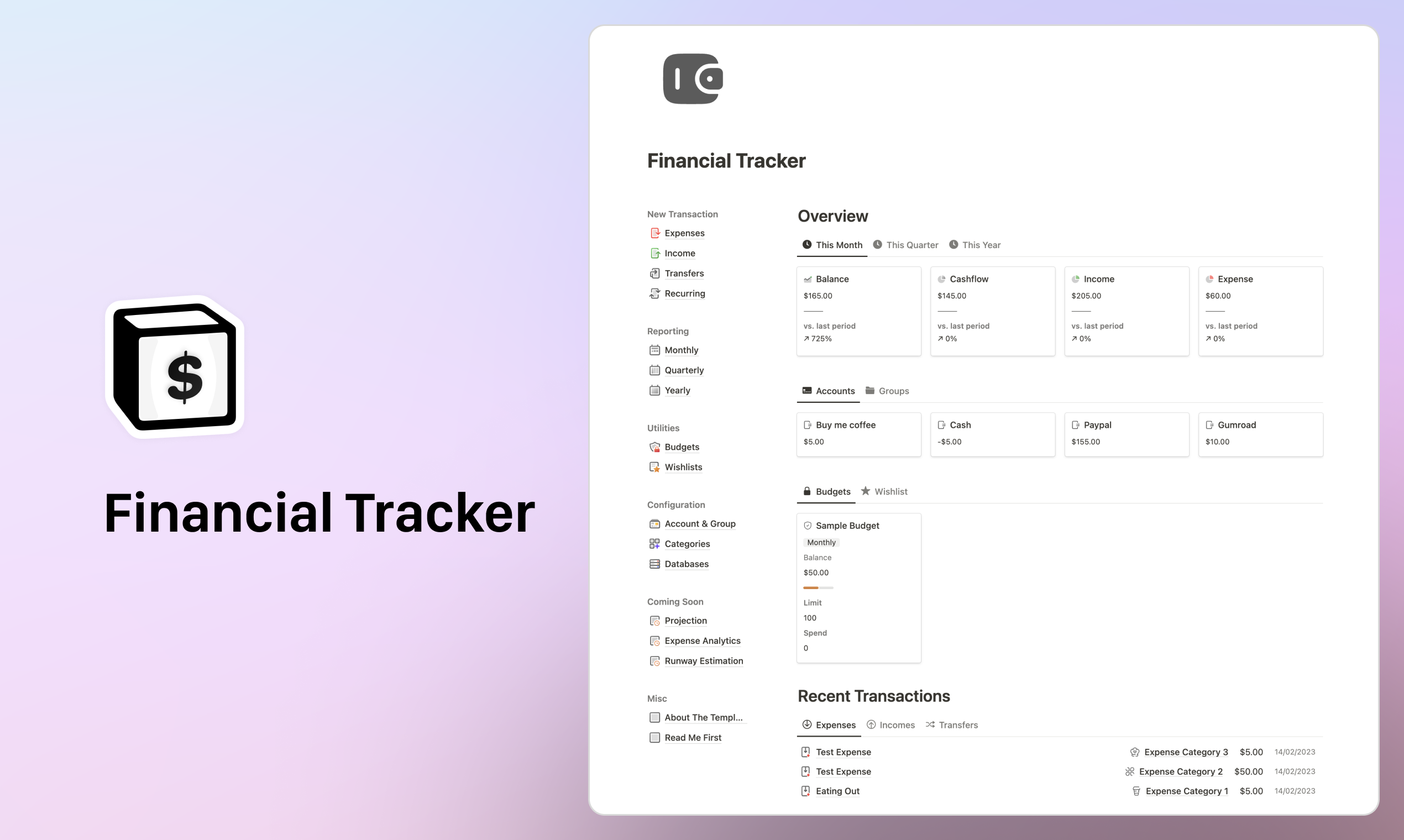 Rastreador financiero x log - Plantilla fácil de usar con análisis y automatización. media 1