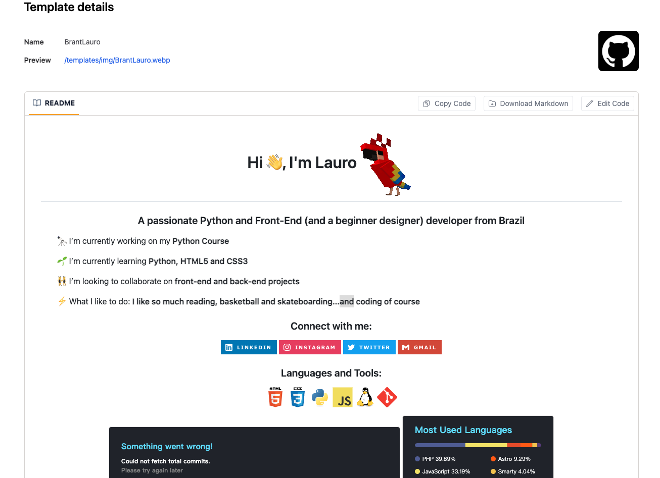 GitHub Profili ReadMe Jenerator - 300'den fazla şablon, harika Github Profili ReadMe Oluşturun medya 3