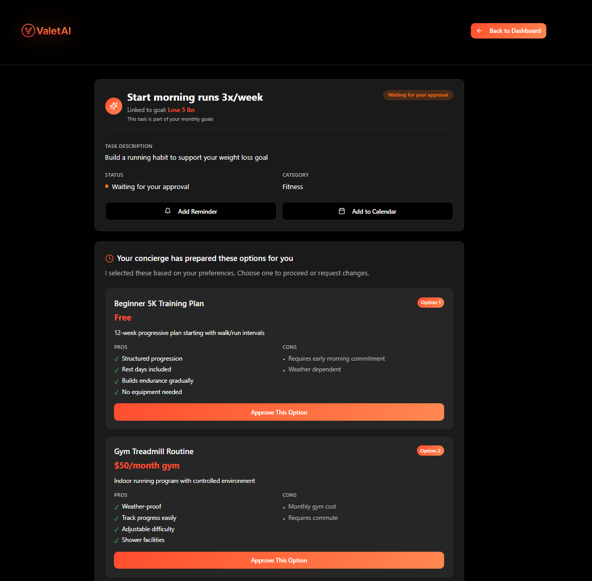 ValetAI - Screenshot 3 showing product features and functionality