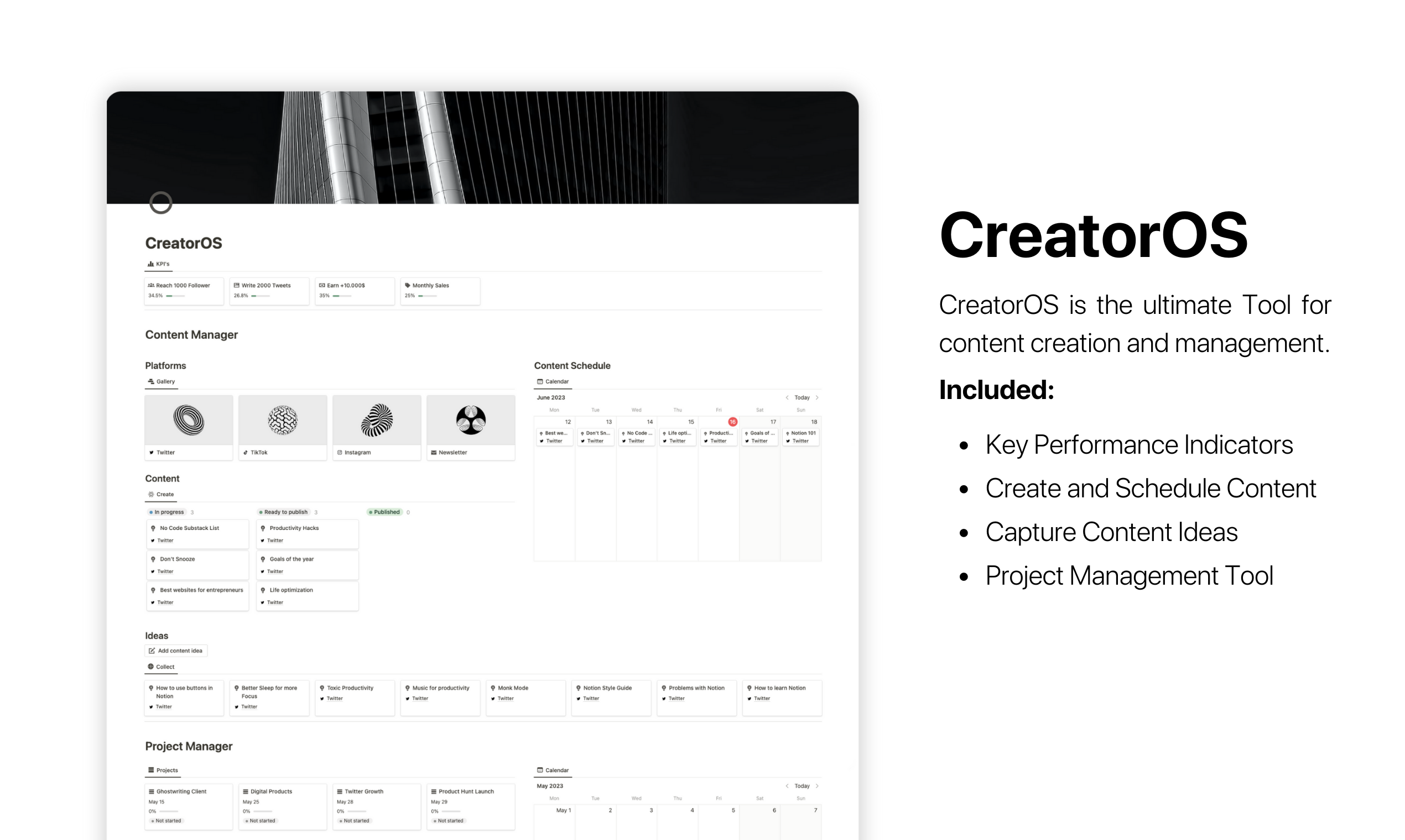 startuptile CreatorOS | Notion System-The most effective tool for digital creators built in Notion