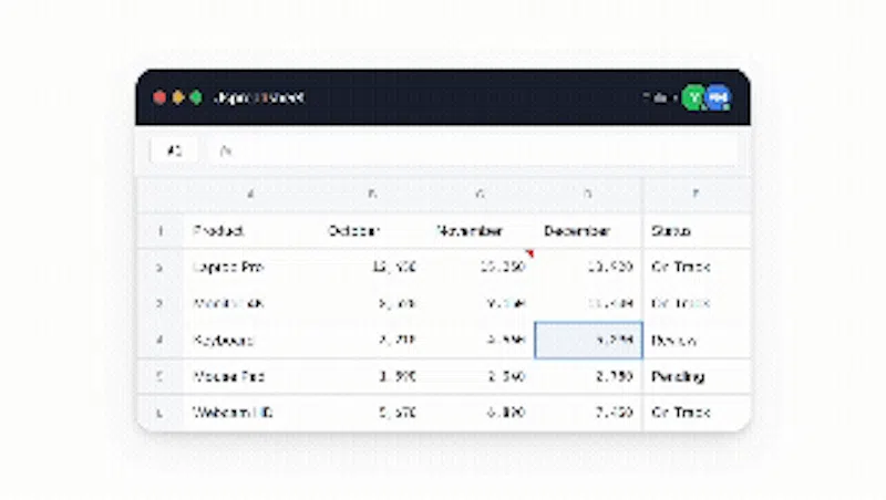 Jspreadsheet screenshot 5