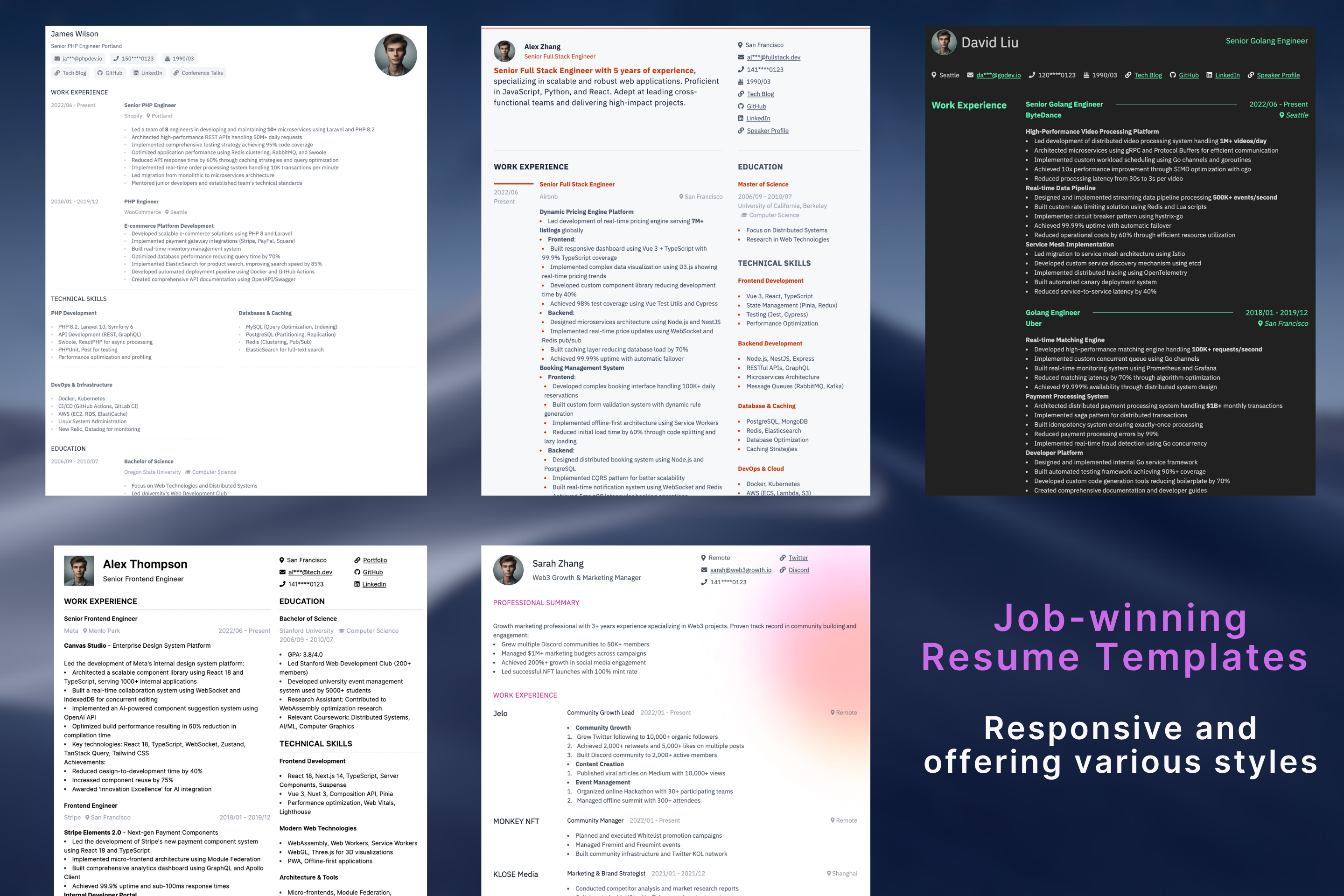 Tailwind Resume - ตัวสร้างเรซูเม่ AI ที่เก๋ไก๋สำหรับ devs กับเทมเพลต CSS tailwind CSS media 2