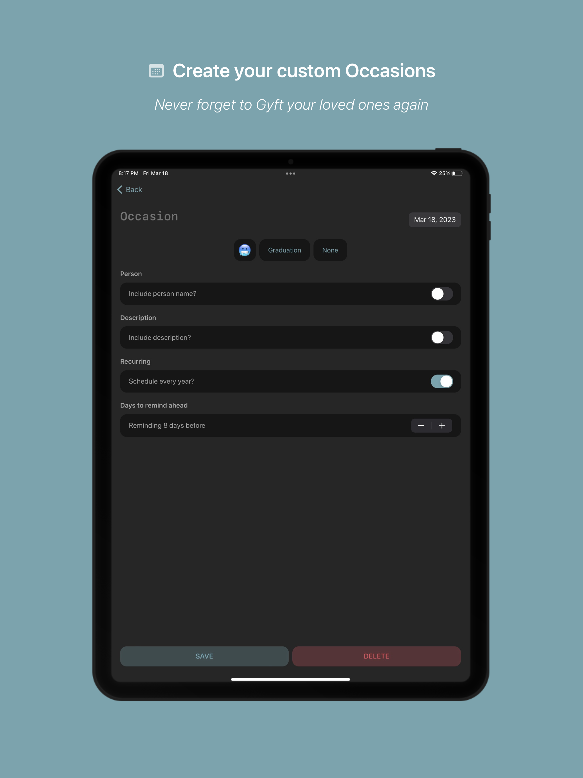Gyfter - Occasion Reminder gallery image
