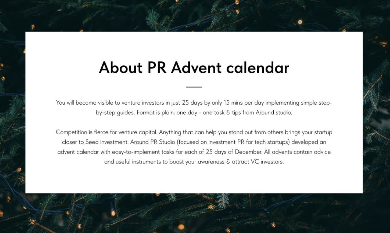 PR Advent Calendar for tech startups media 3