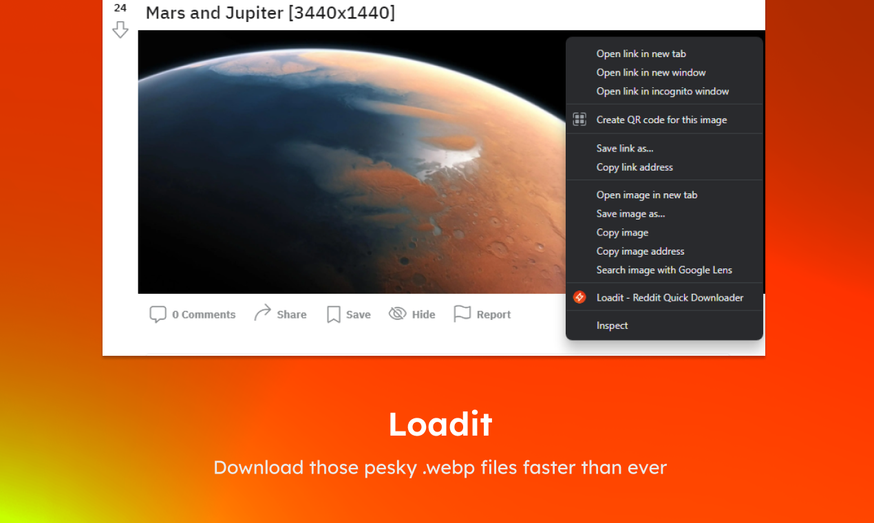 وسائط loadit - قم بتنزيل صور Reddit بسرعة بسرعة واحدة 1