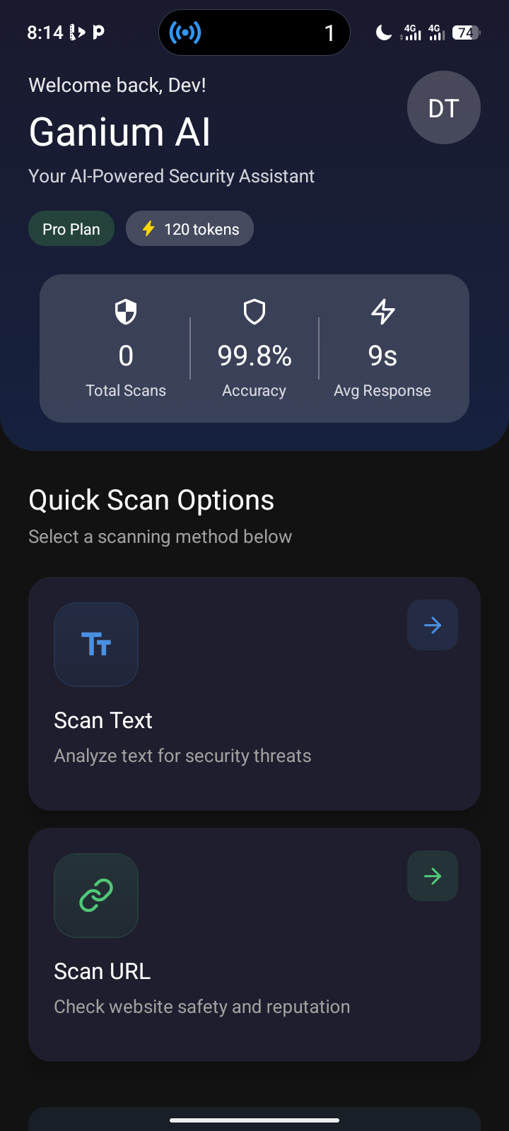 Ganium AI  - Main product screenshot demonstrating key features and user interface
