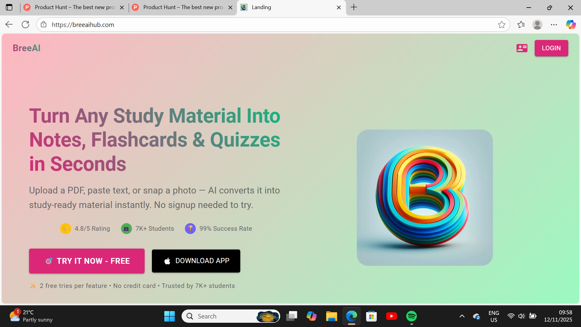 BreeAI - Main screenshot showing features and interface
