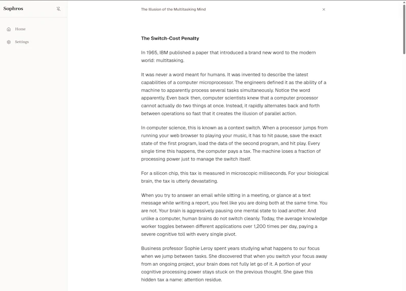 Sophros screenshot 1