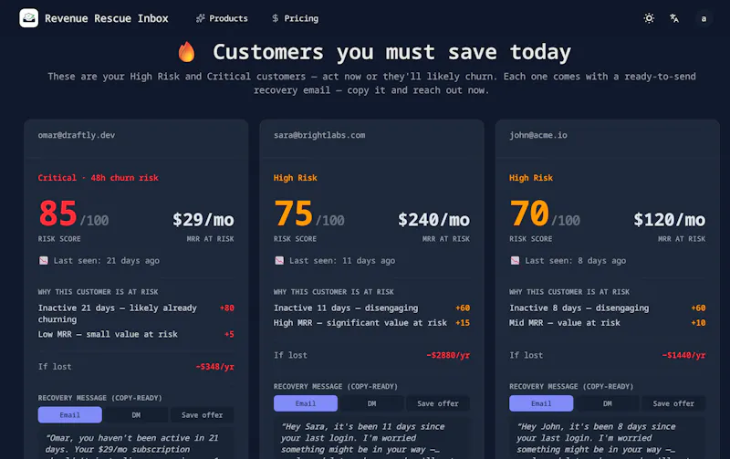 Revenue Rescue Inbox screenshot 2