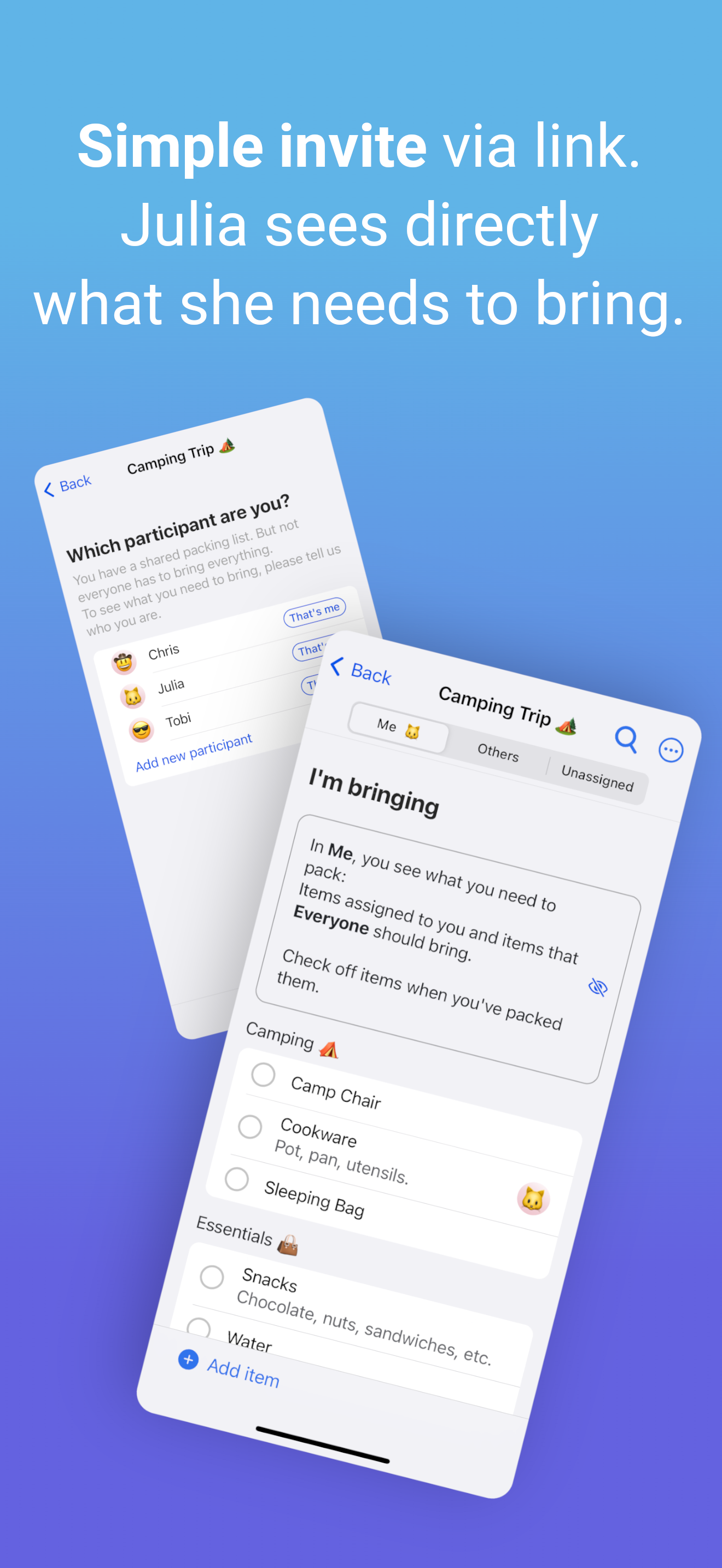 PackParty: Group Packing List - Screenshot 5 showing product features and functionality