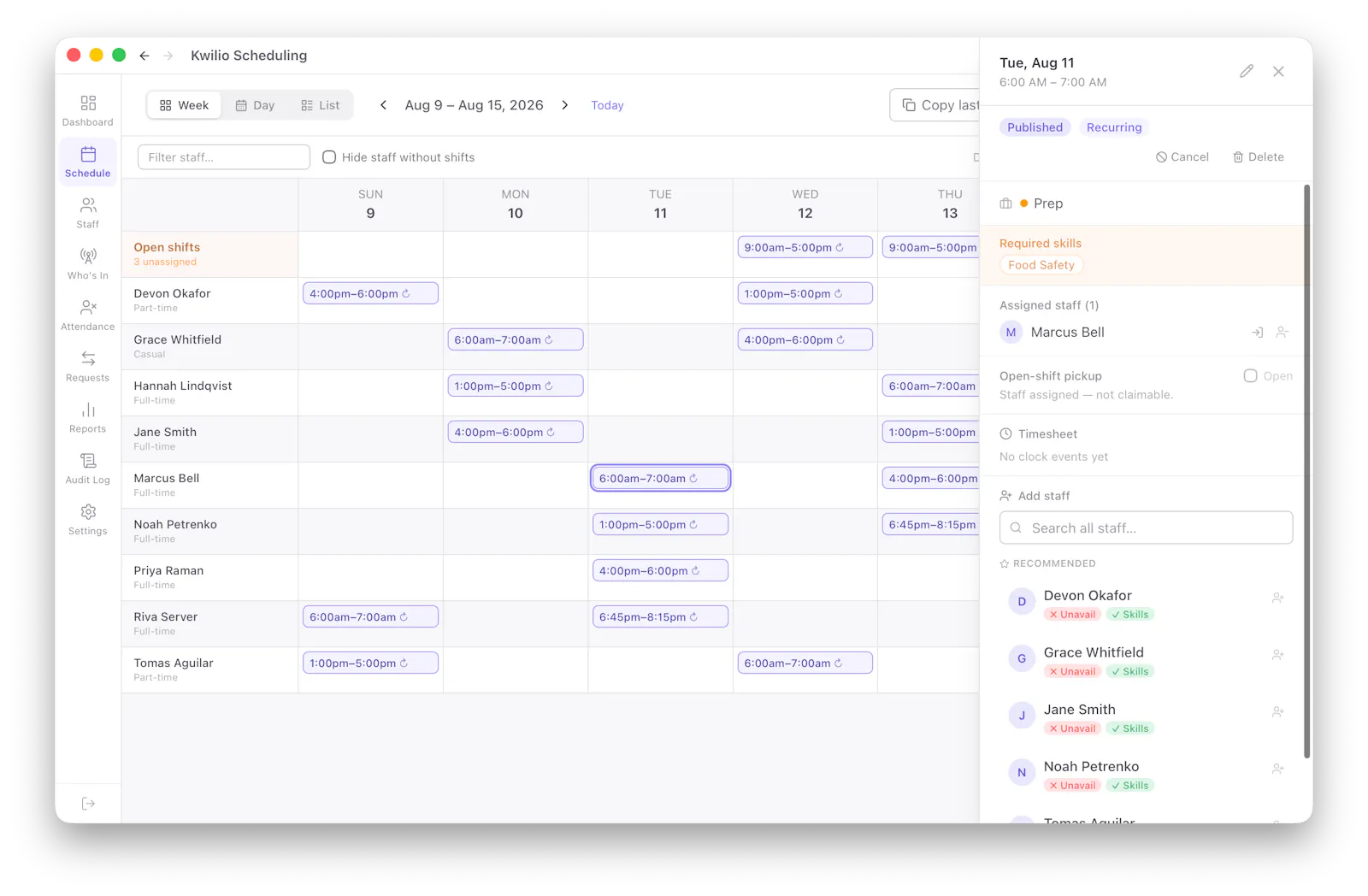 Kwilio Scheduling screenshot 2