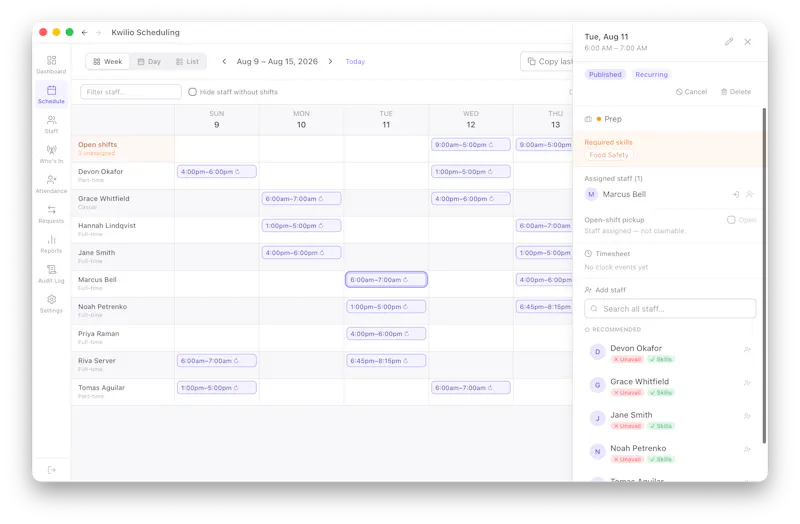 Kwilio Scheduling screenshot 2