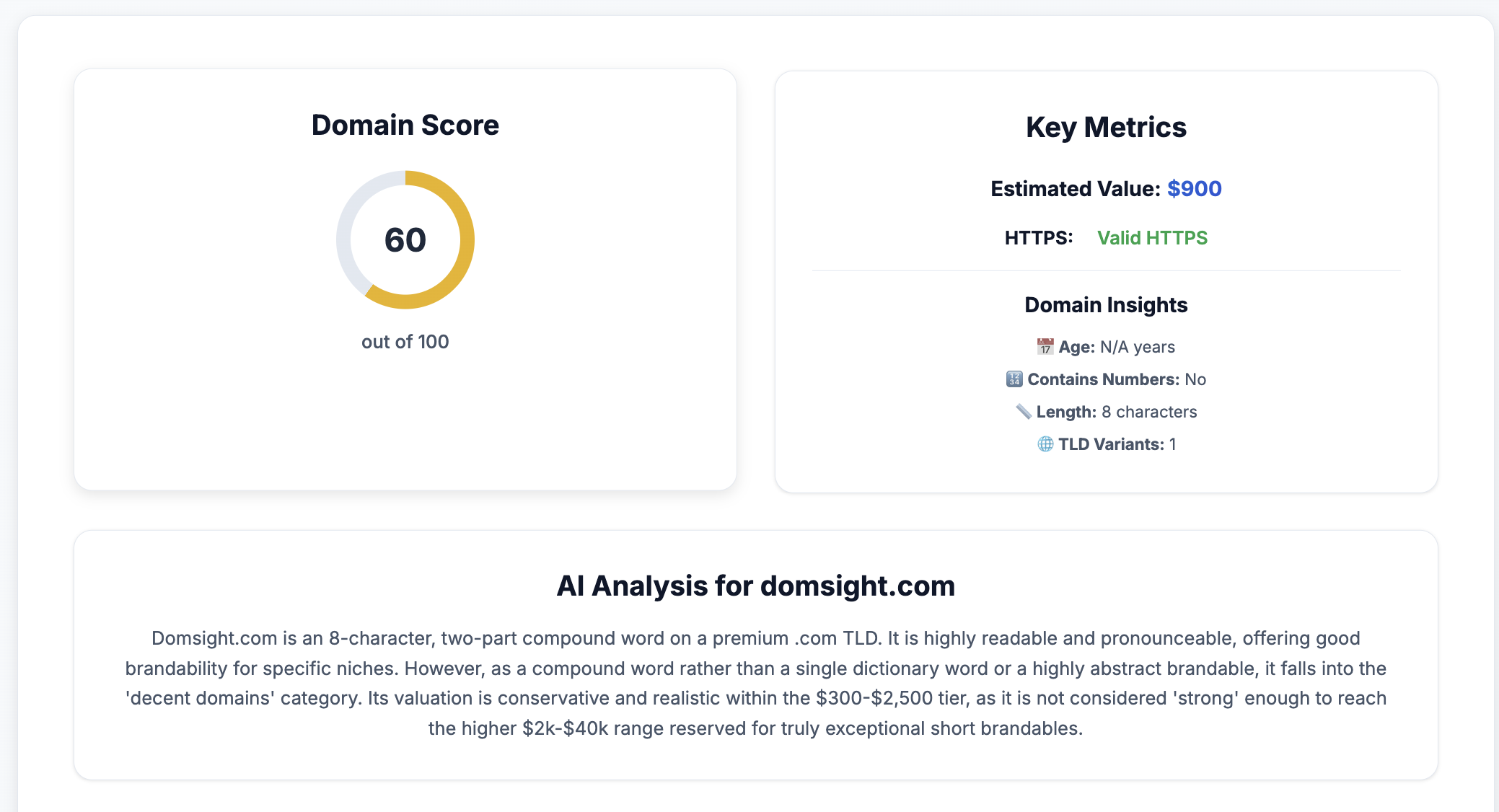 DomSight AI-powered domain SaaS Platform gallery image