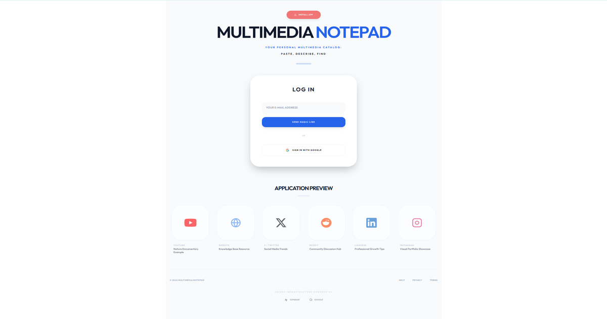 Multimedia Notepad - Screenshot 2 showing product features and functionality