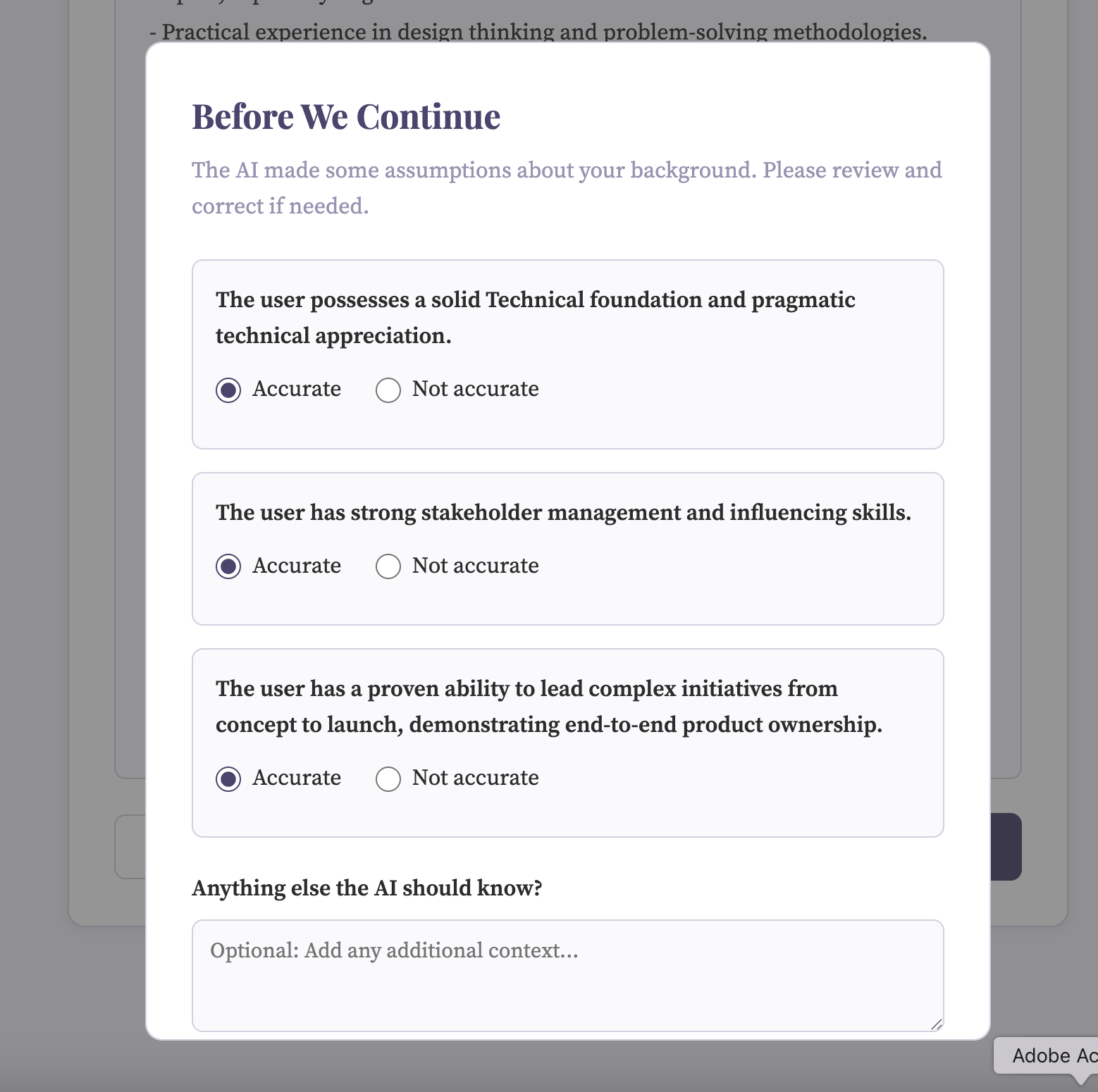 PM Career Translator - Screenshot 3 showing product features and functionality
