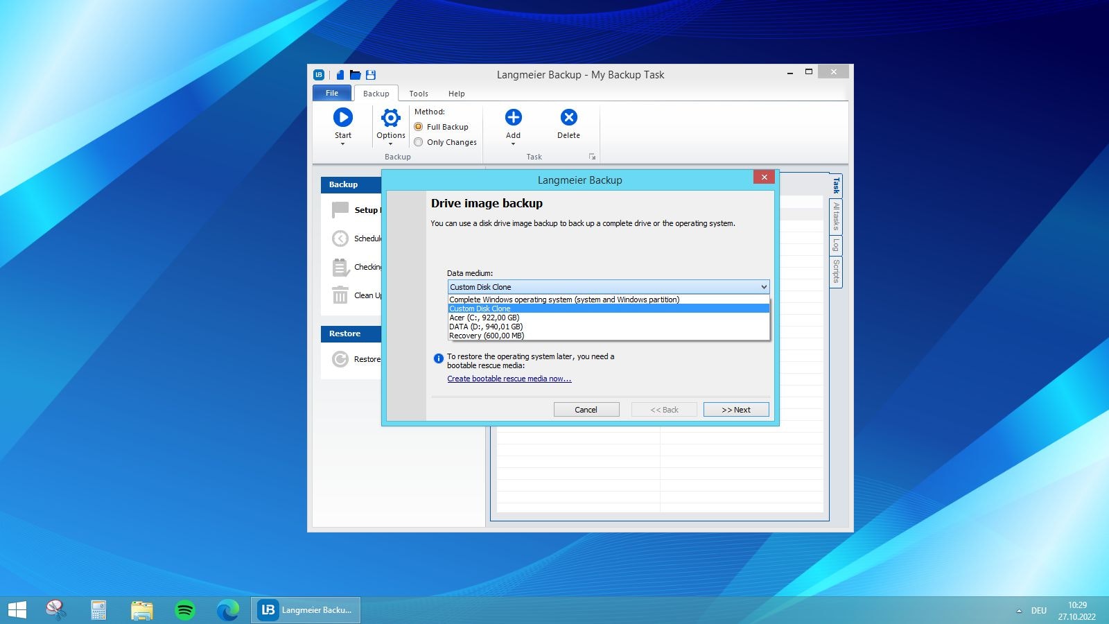 Longmance Backup - Автоматическое резервное копирование данных в Windows, гибкие параметры хранения медиа 4