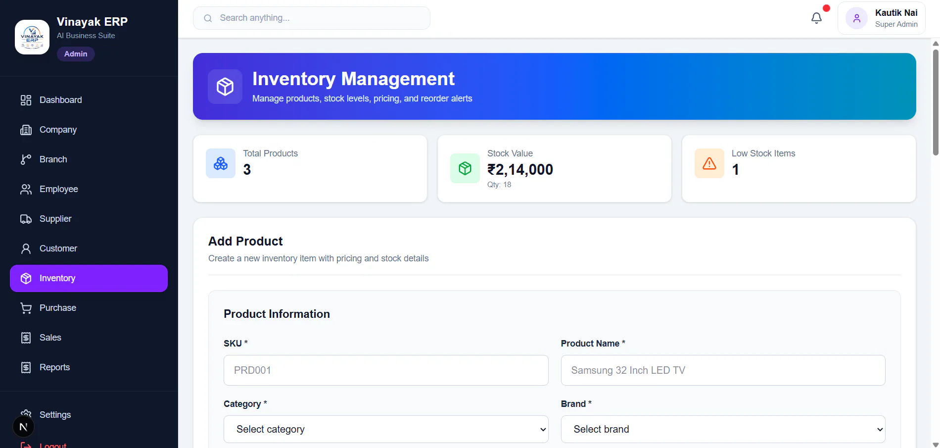 Vinayak AI Business Suite gallery image