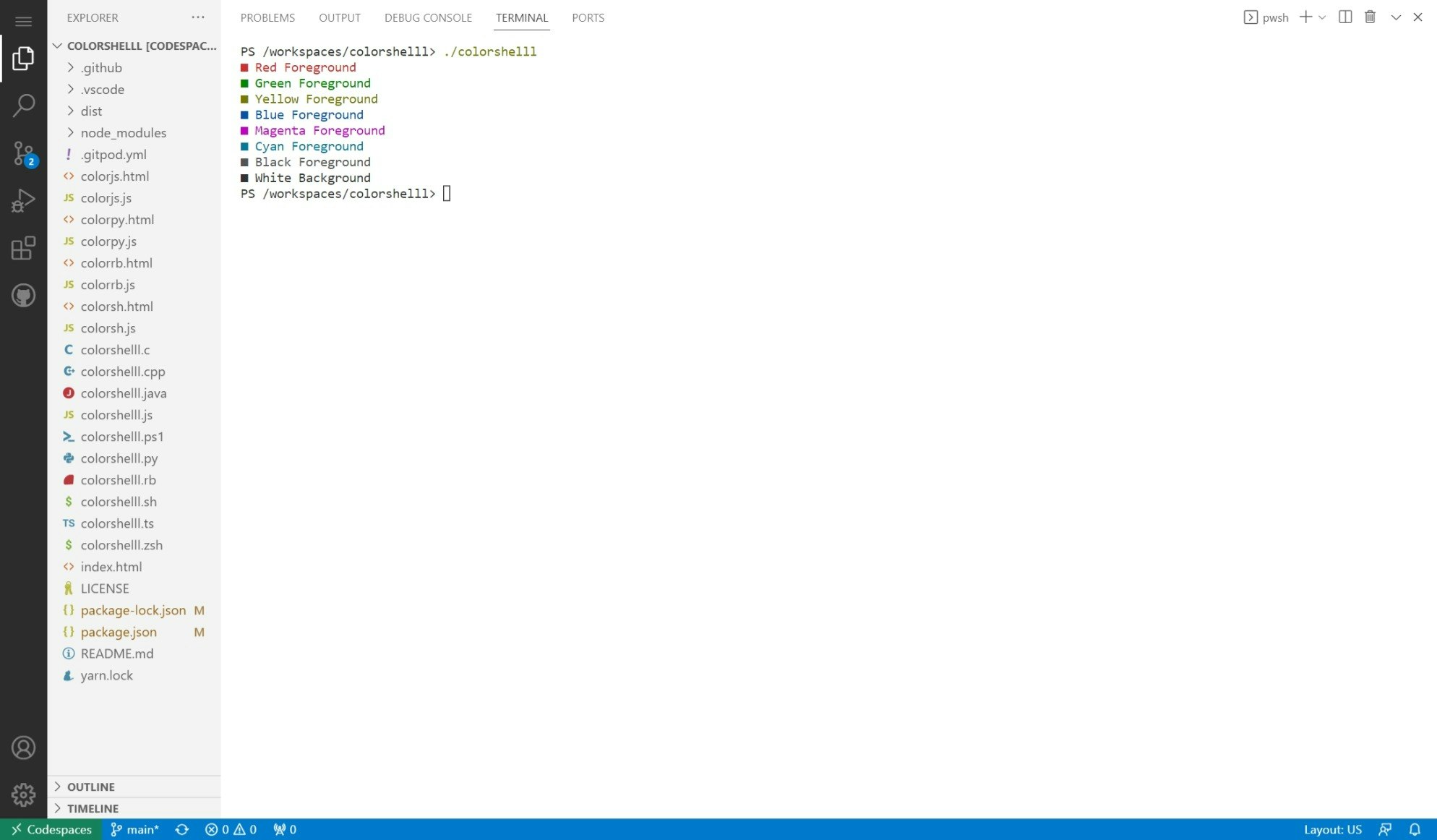 colorshelll - Visualizza i colori nella CLI e nel linguaggio scelti media 1