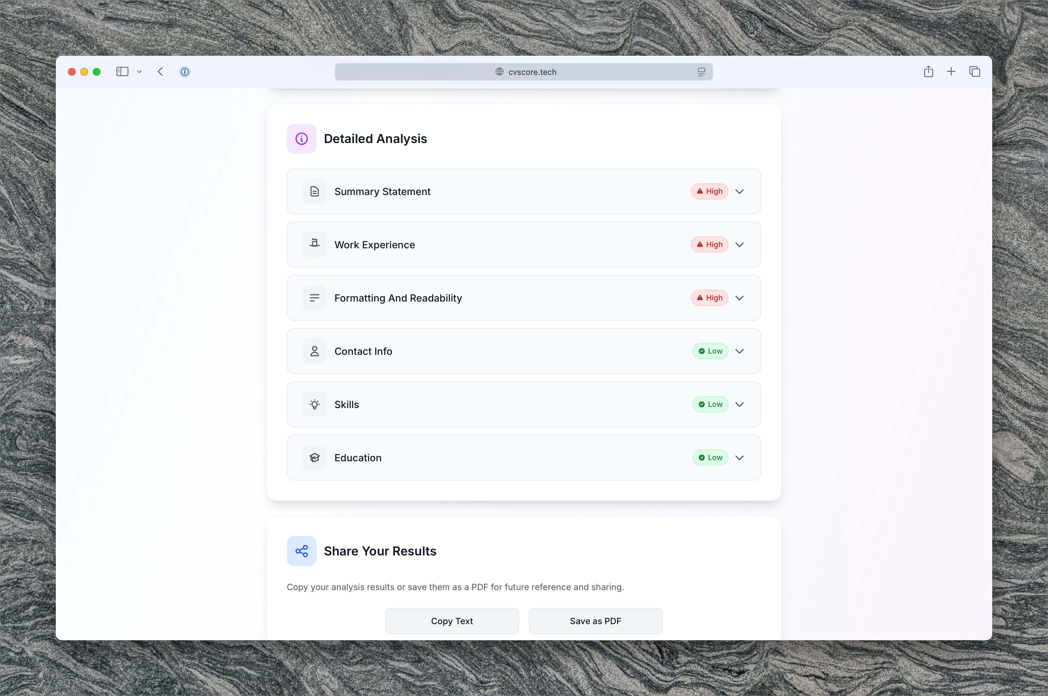 CVSCORE - Мгновенная обратная связь и оптимизация ATS медиа 5