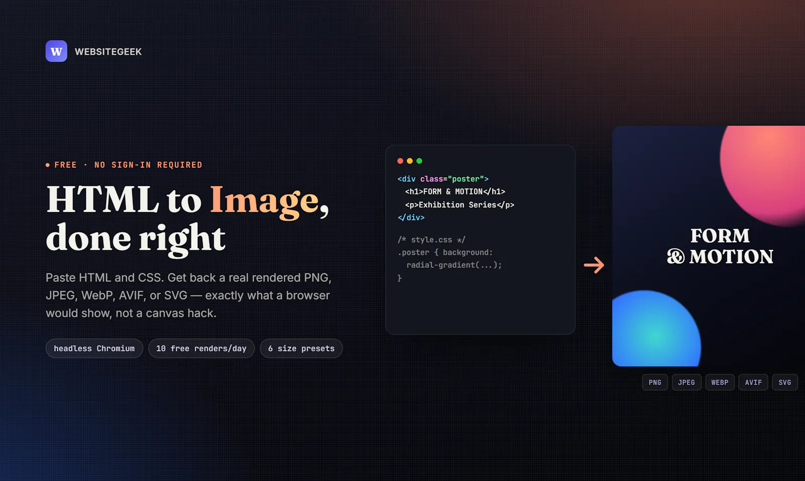 WG HTML to Image screenshot 1