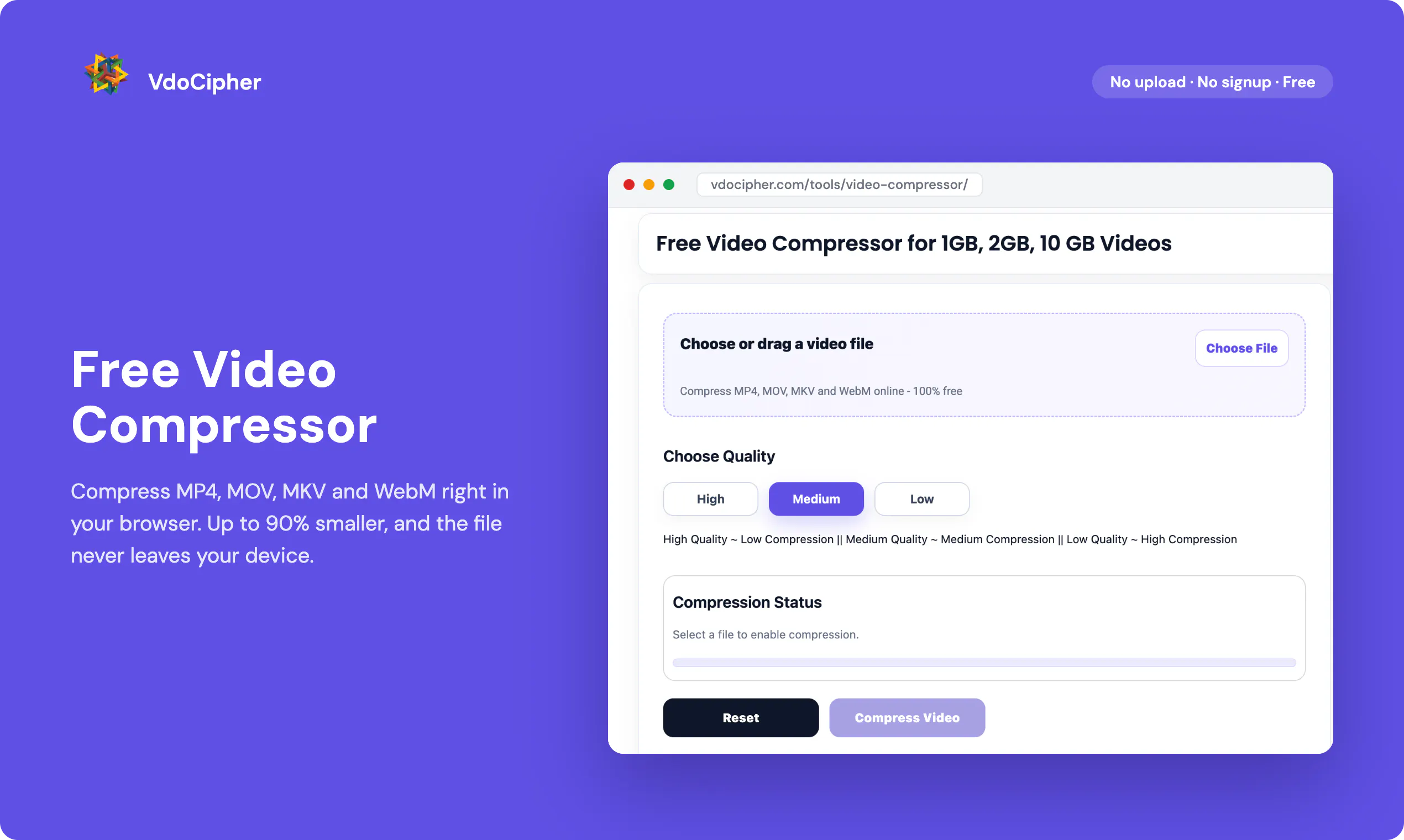 Free Video Compressor - By VdoCipher gallery image