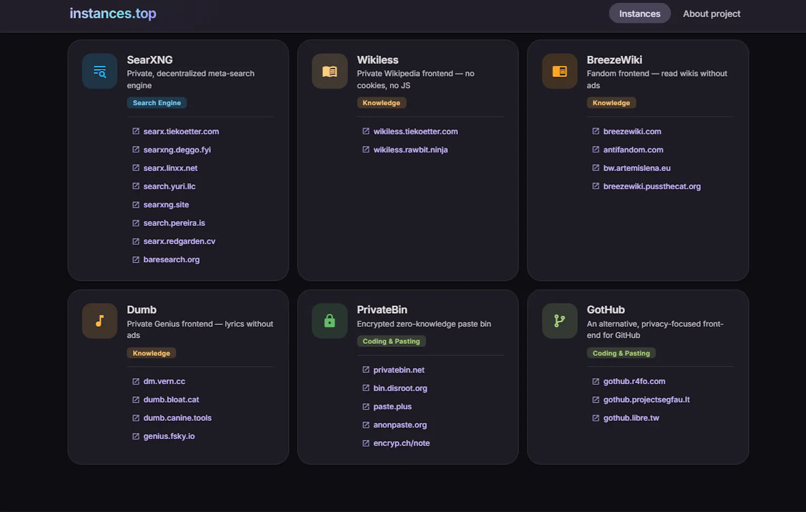 instances.top screenshot 3