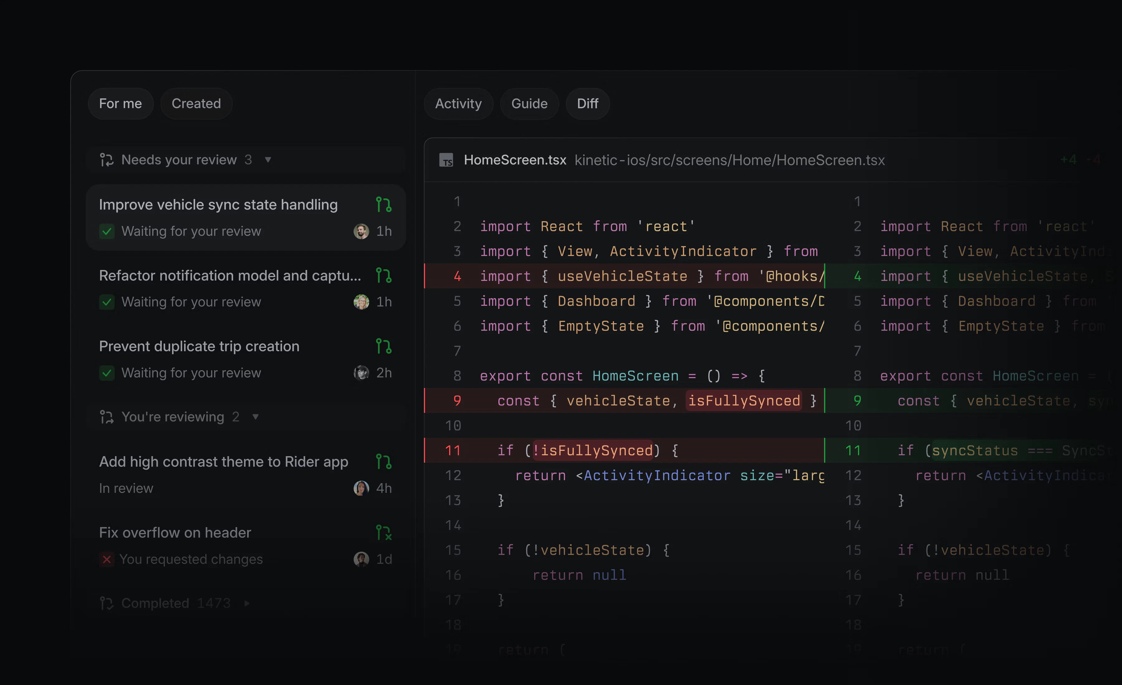 Linear Diffs screenshot 3