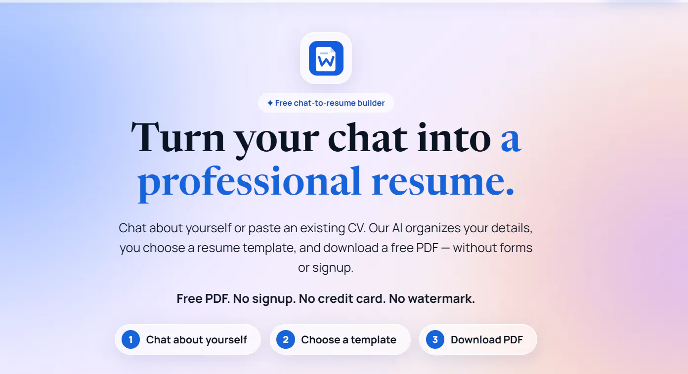 Turn Chat Into a Resume Free gallery image