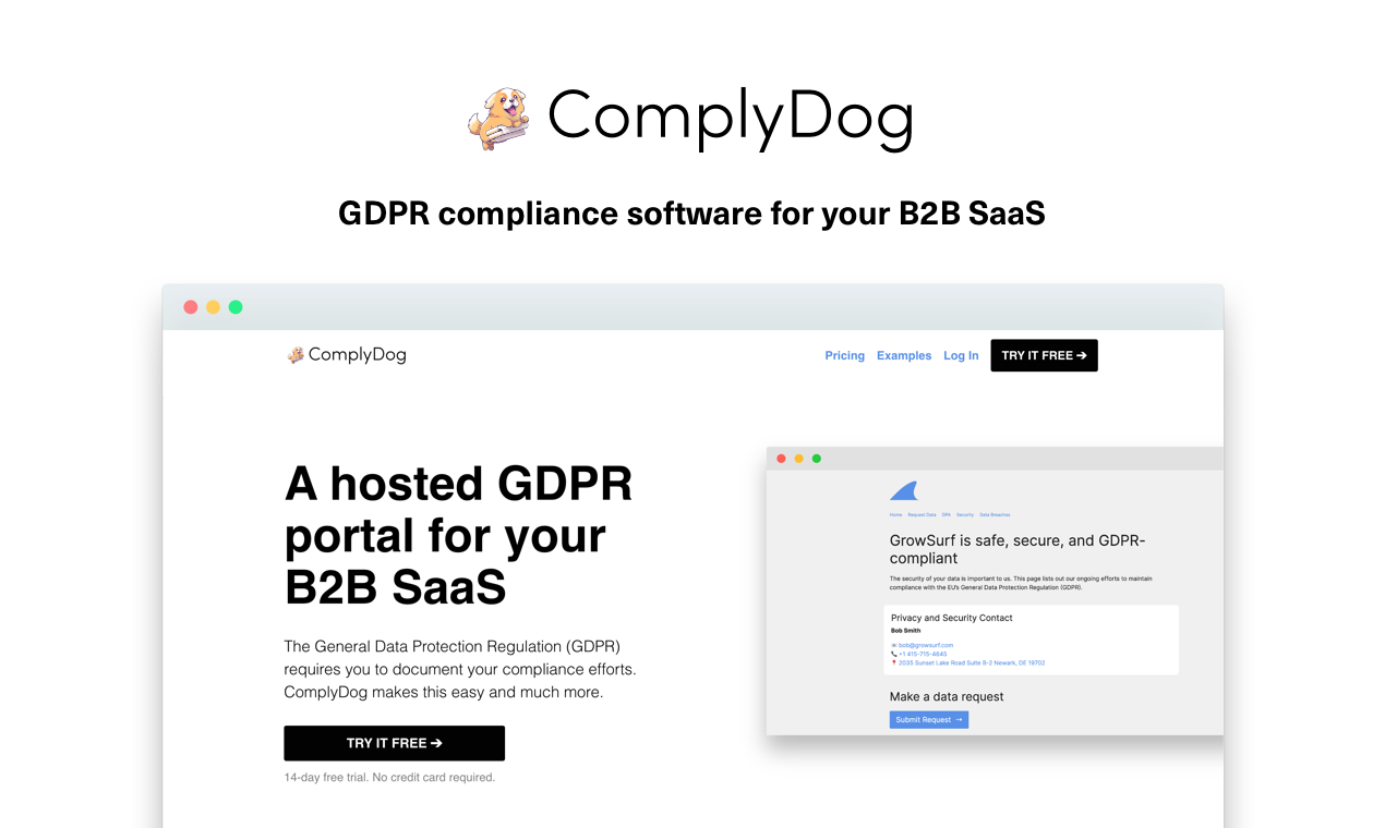 Complydog - Устроенный портал GDPR для вашего B2B SaaS медиа 1