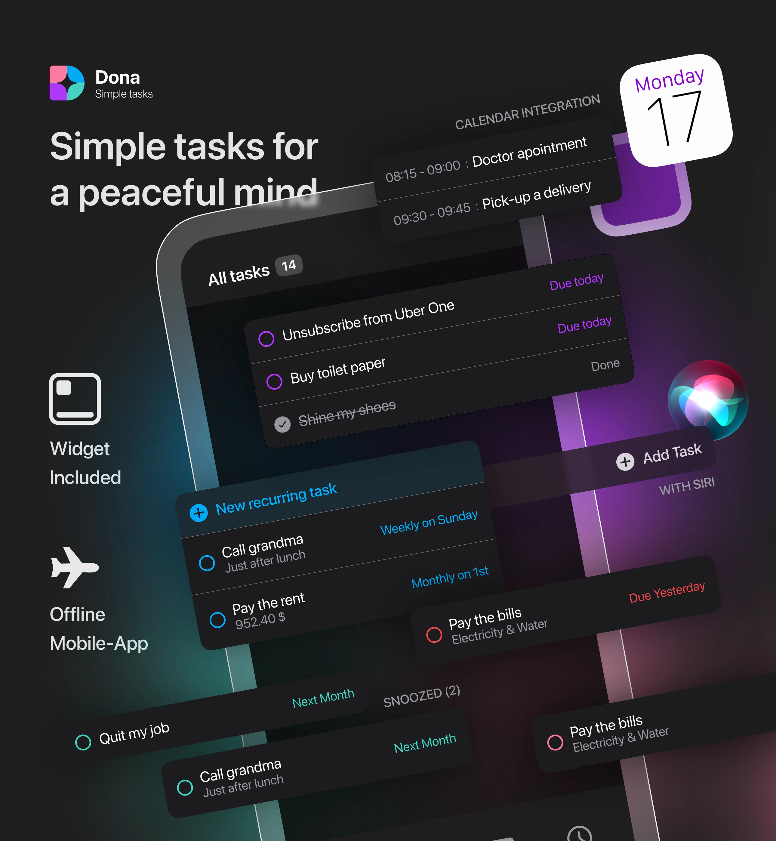 Dona - Simple tasks: Free minimalist task management app for iOS ...