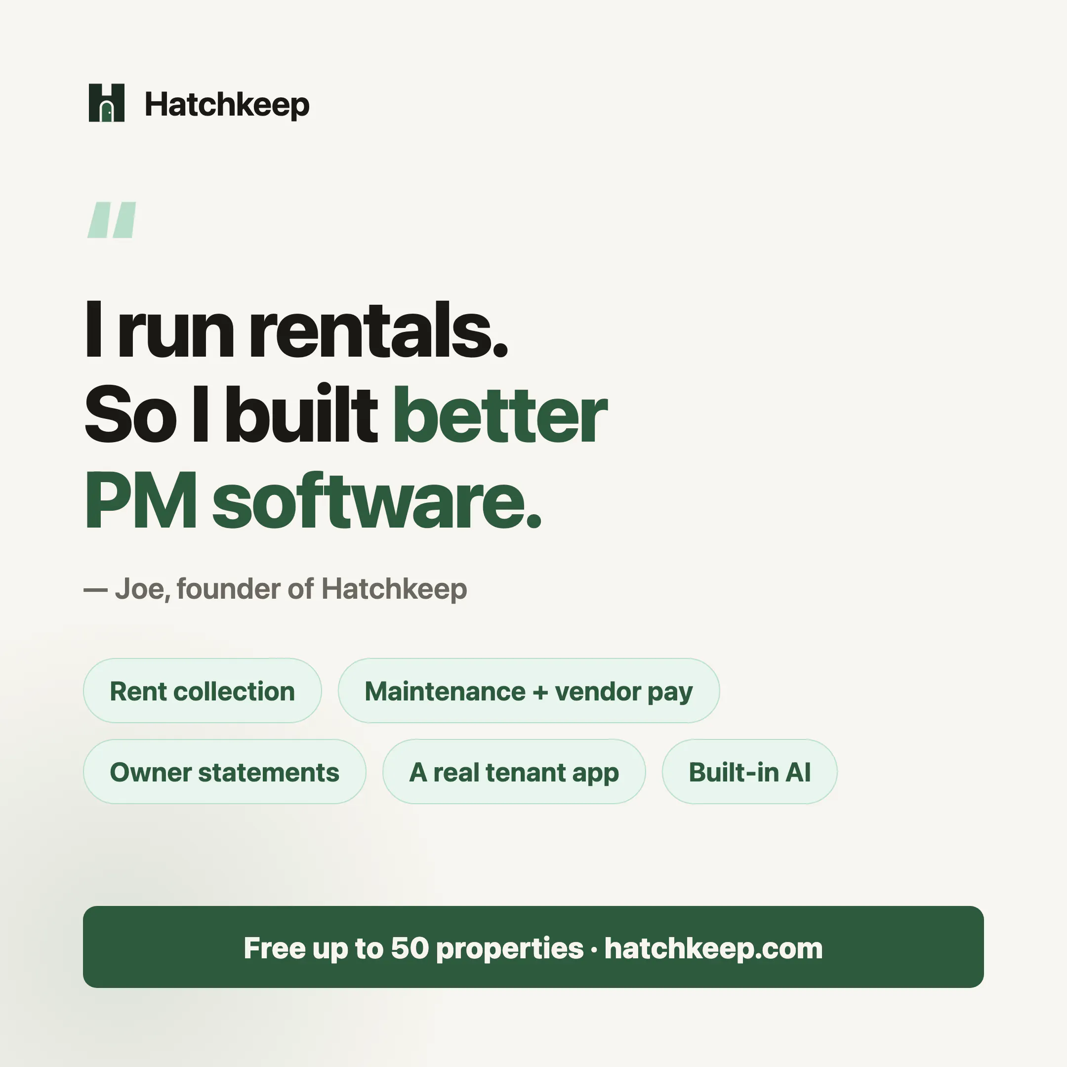 Hatchkeep — Free Property Management  gallery image