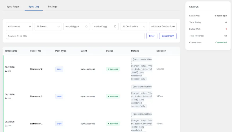 EZ Page Sync: Staging → Production Sync screenshot 2