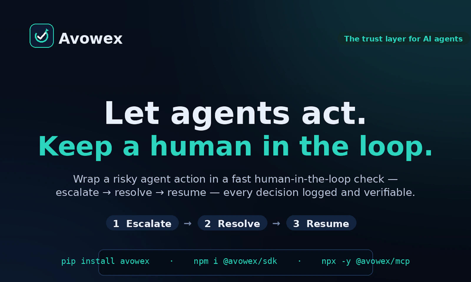 Avowex is the trust layer for AI agents. screenshot 3