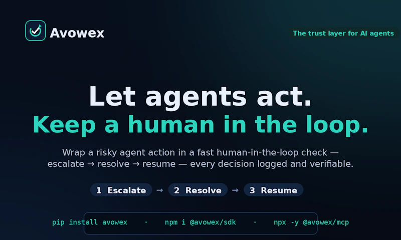Avowex is the trust layer for AI agents. screenshot 3