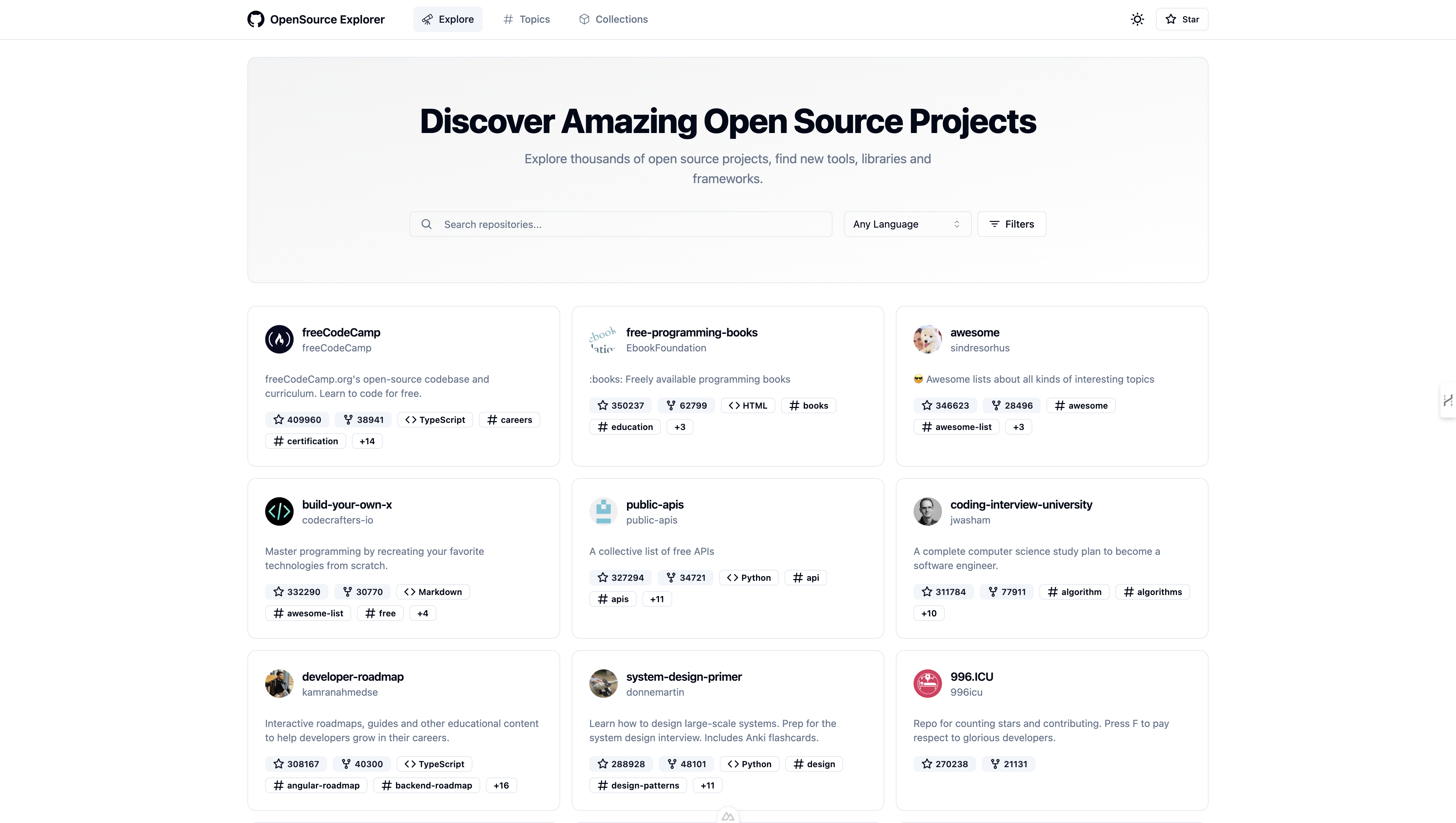 Github ओपन सोर्स एक्सप्लोरर - एक आधुनिक ओपन-सोर्स प्रोजेक्ट एक्सप्लोरर। मीडिया 2