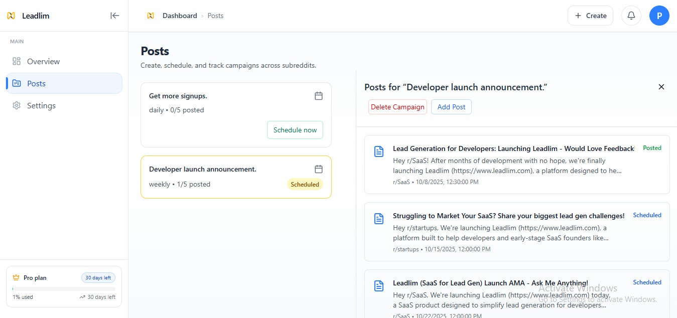 LeadLim AI - Get customers from Reddit gallery image