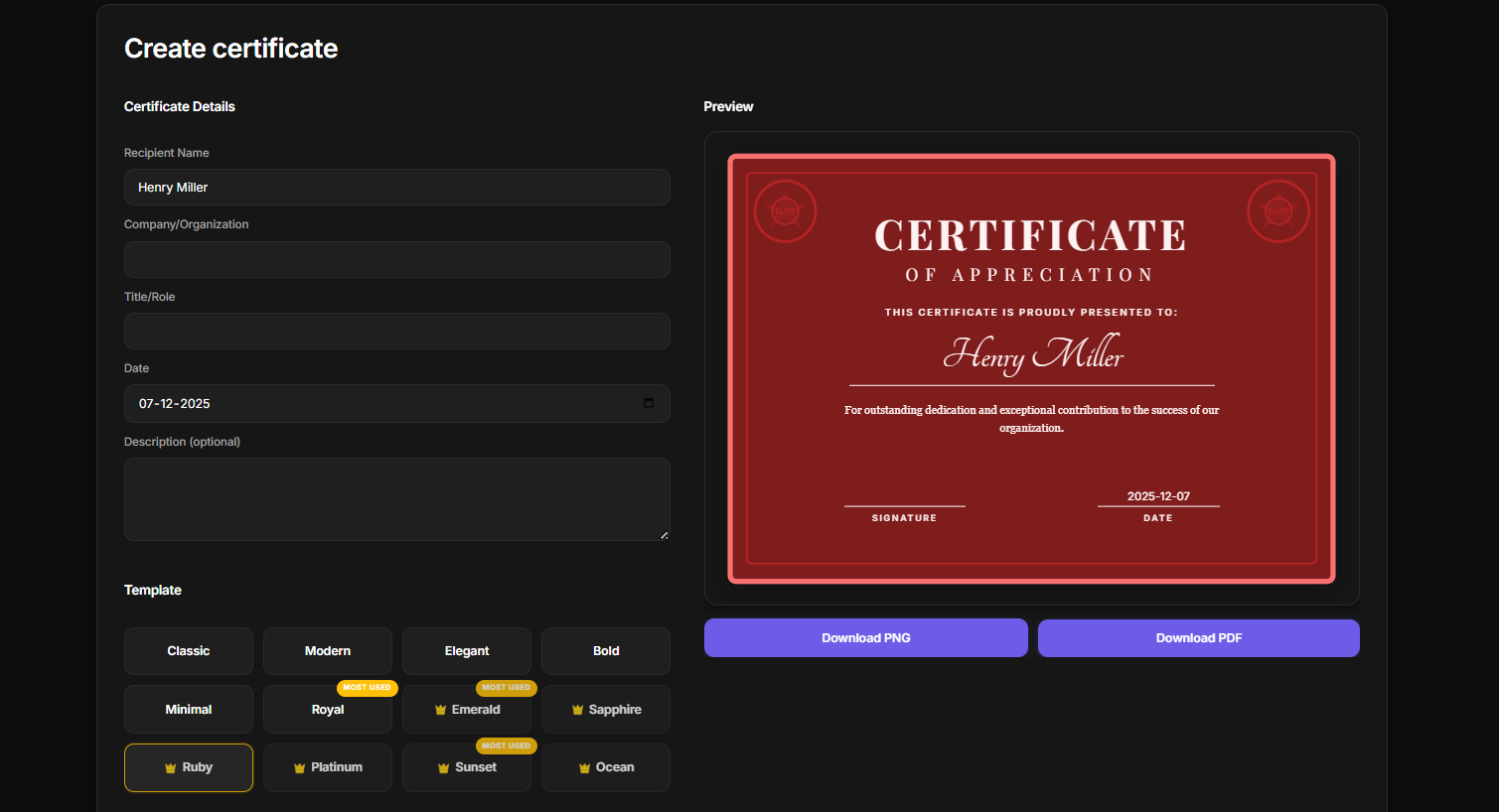 Certify - Screenshot 2 showing product features and functionality